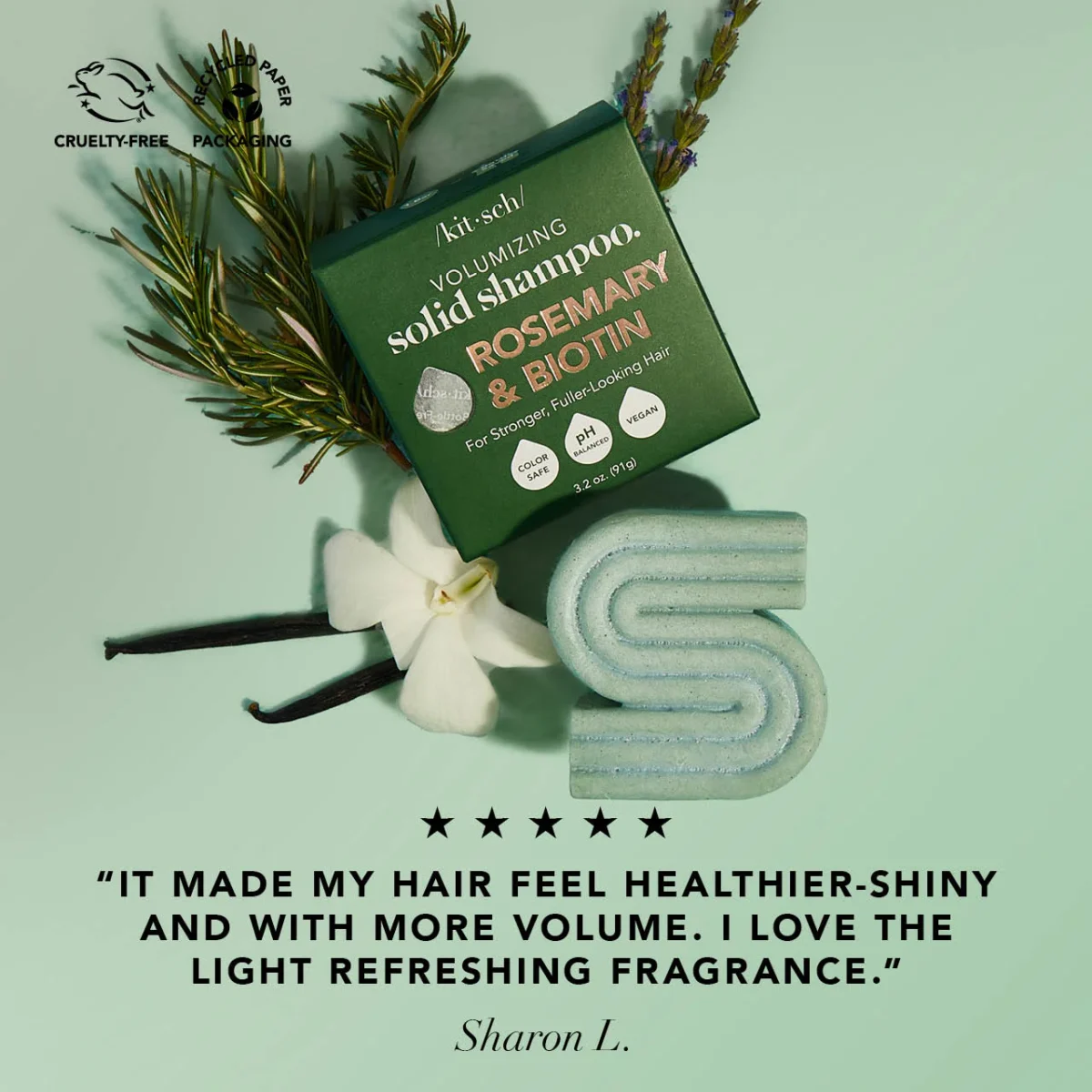 Kitsch Rosemary & Biotin Volumizing Shampoo Bar – tahke šampoon volüümi andmiseks - Image 2