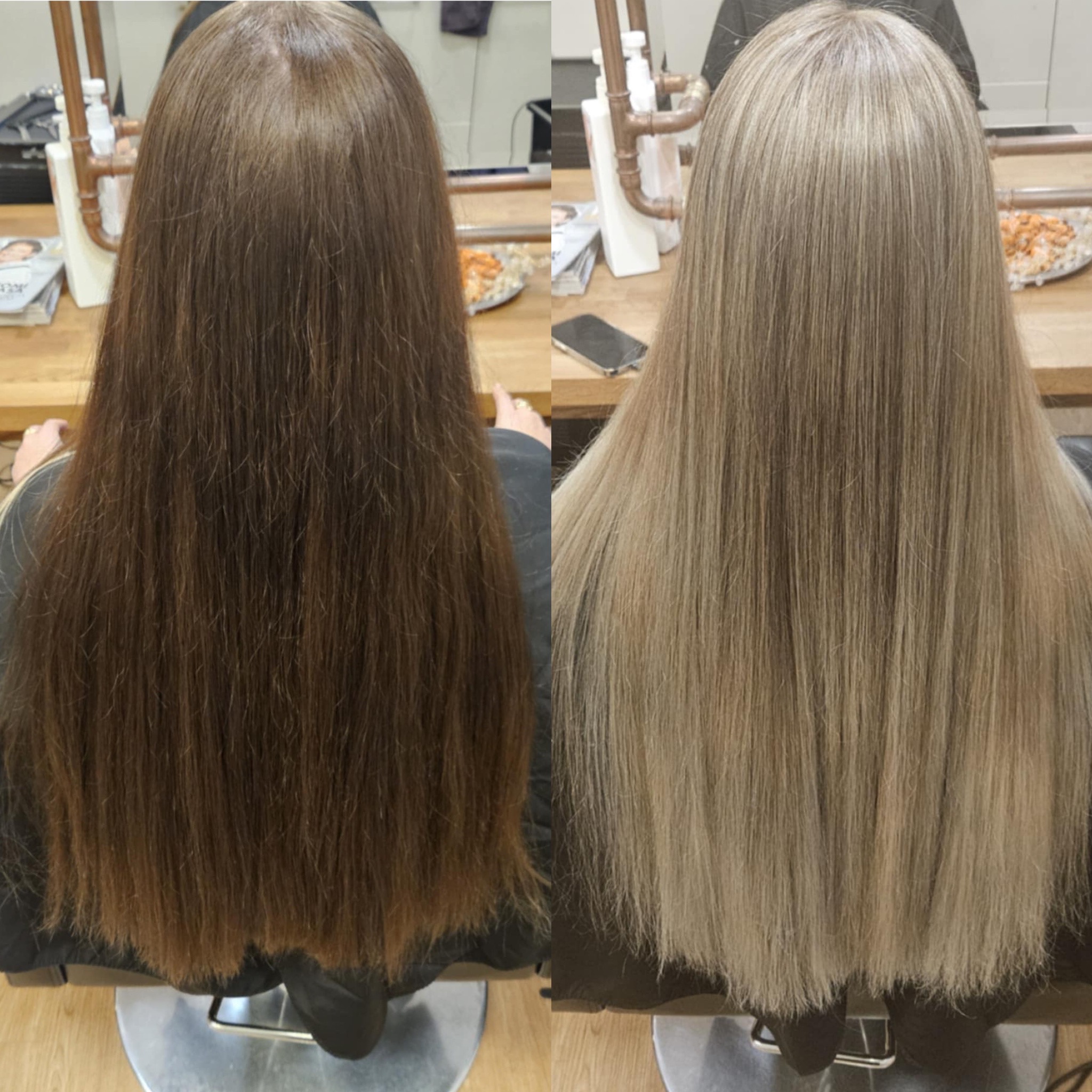 Juuksur Helemai Brünetist blondiks